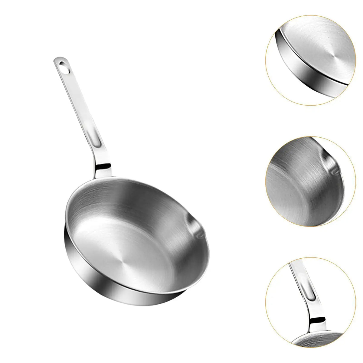 Stainless Steel Frying Pan with Long Handle Cooking Eggs Sandwich Fried Steak Pot for All Stovetops Gas Home Stoves Kitchen