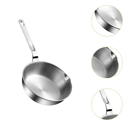 Stainless Steel Frying Pan with Long Handle Cooking Eggs Sandwich Fried Steak Pot for All Stovetops Gas Home Stoves Kitchen