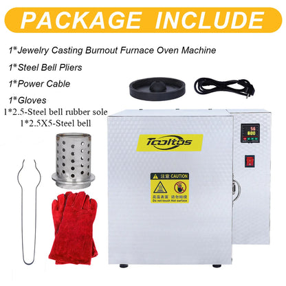 Tooltos 1500W Jewelry Casting Oven High Temperature Furnace for Investment Casting & Beginner Jewelry Casting