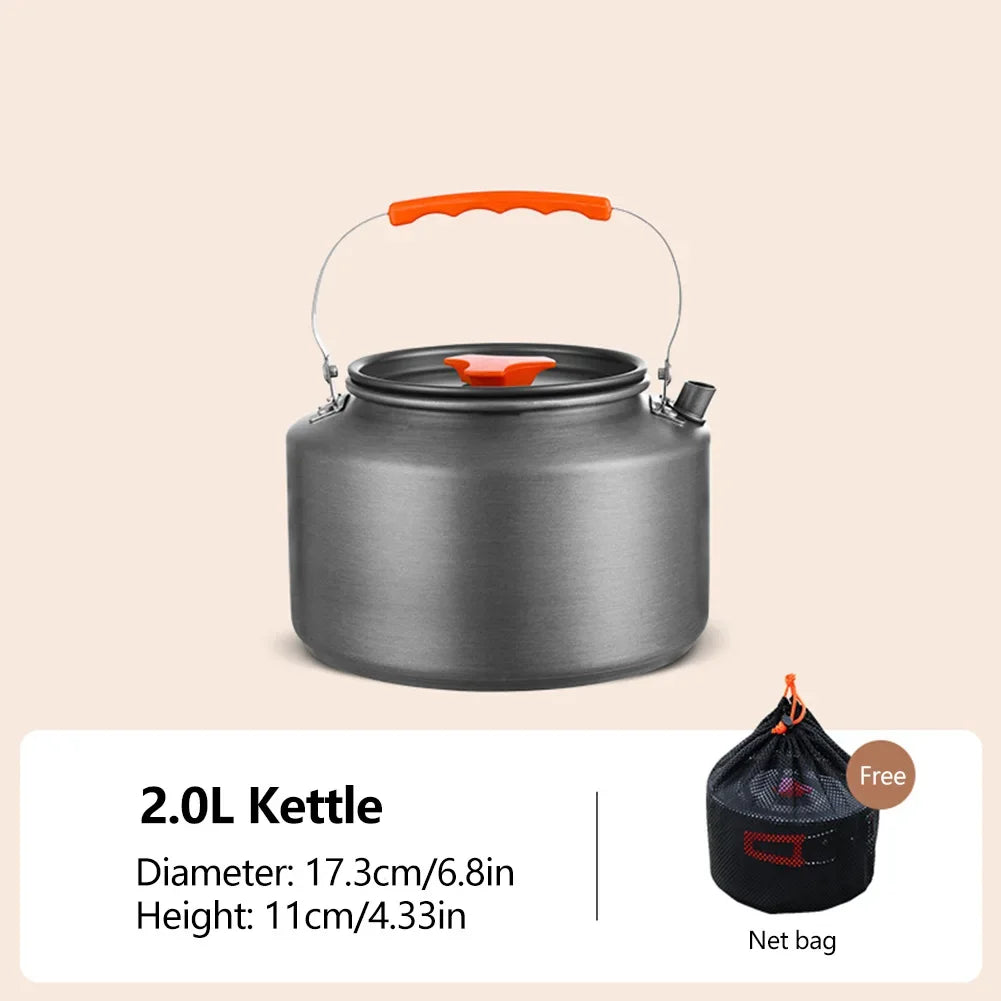Camping Cookware Set Aluminum Portable Outdoor Tableware Cookset Cooking Kit Pan Bowl Kettle Pot Hiking BBQ Picnic Equipment