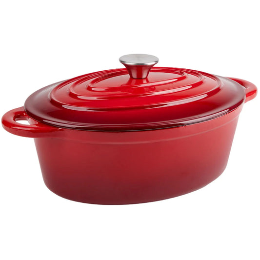 33cm Enameled Cast Iron Oval Dutch Oven for Braising Broiling Bread Baking 4L Saucepan Kitchen Utensil Cast Iron Casserole Dish