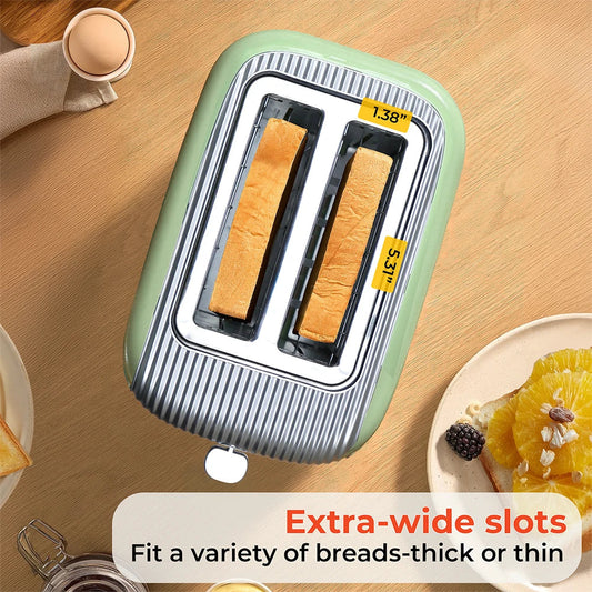 2 Slice Wide Slot Toaster with 7 Preset Temperature and Defrost Small Household Bread Maker Sandwich Maker Toaster US/EU plug