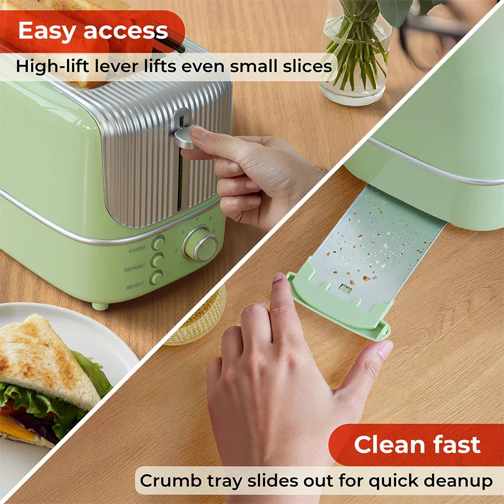 2 Slice Wide Slot Toaster with 7 Preset Temperature and Defrost Small Household Bread Maker Sandwich Maker Toaster US/EU plug