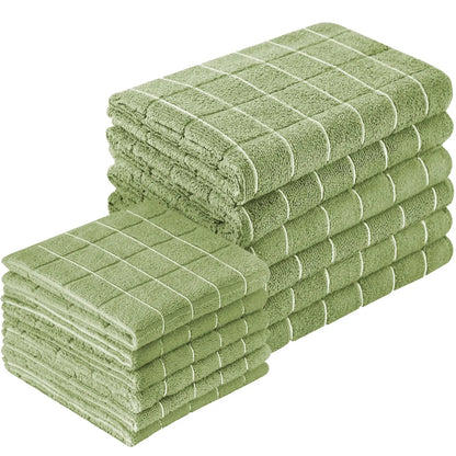 12pcs Microfiber Kitchen Towels and Dishcloths Set, 26 X 18 Inch and 12 X 12 Inch, Bulk Lint Free Dish Towels for Drying Dishes