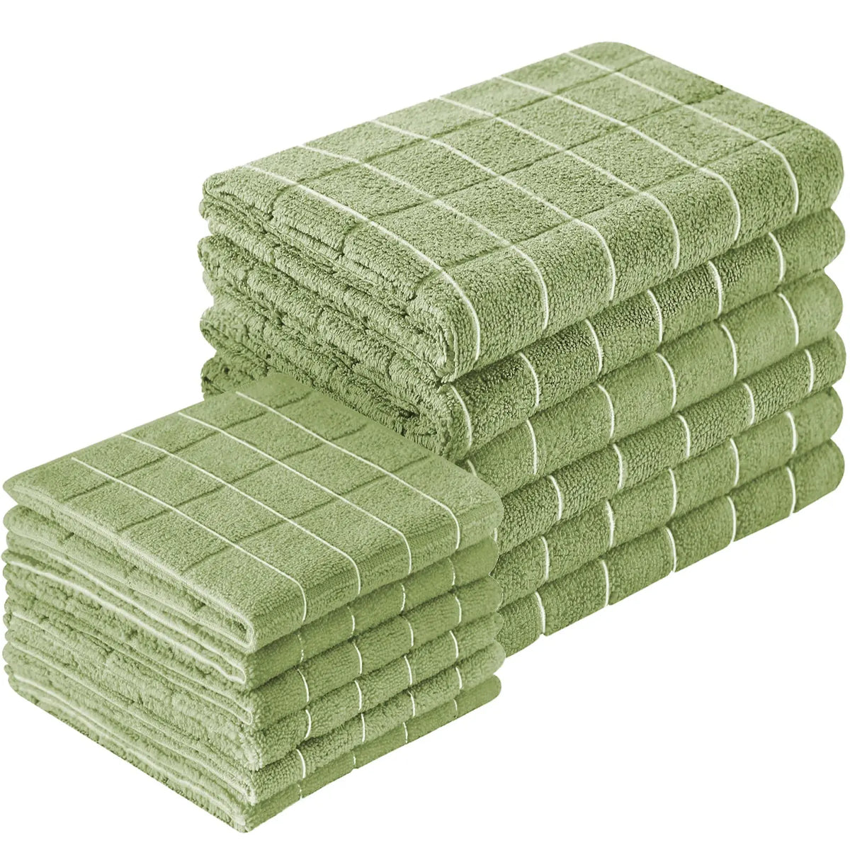 12pcs Microfiber Kitchen Towels and Dishcloths Set, 26 X 18 Inch and 12 X 12 Inch, Bulk Lint Free Dish Towels for Drying Dishes