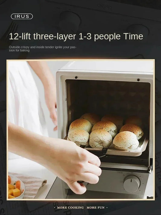 220V Bring Retro Style Into Your Kitchen with IRUS Electric Oven - Multi-functional 12L Baking Toaster AD