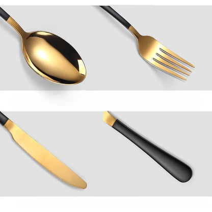 Silverware Set for 6,24 Piece Stainless Steel Flatware Utensils Cutlery Set Including Steak Knife Fork and Spoon,Dishwasher Safe