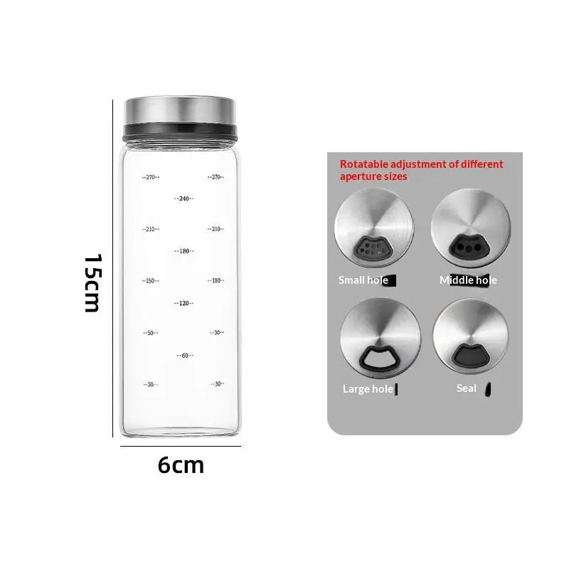 200/300/500ml High Borosilicate Glass Seasoning Can Salt Sesame Solid Condiment Seal Bottle Pepper Spice Shaker With Rotary Lid