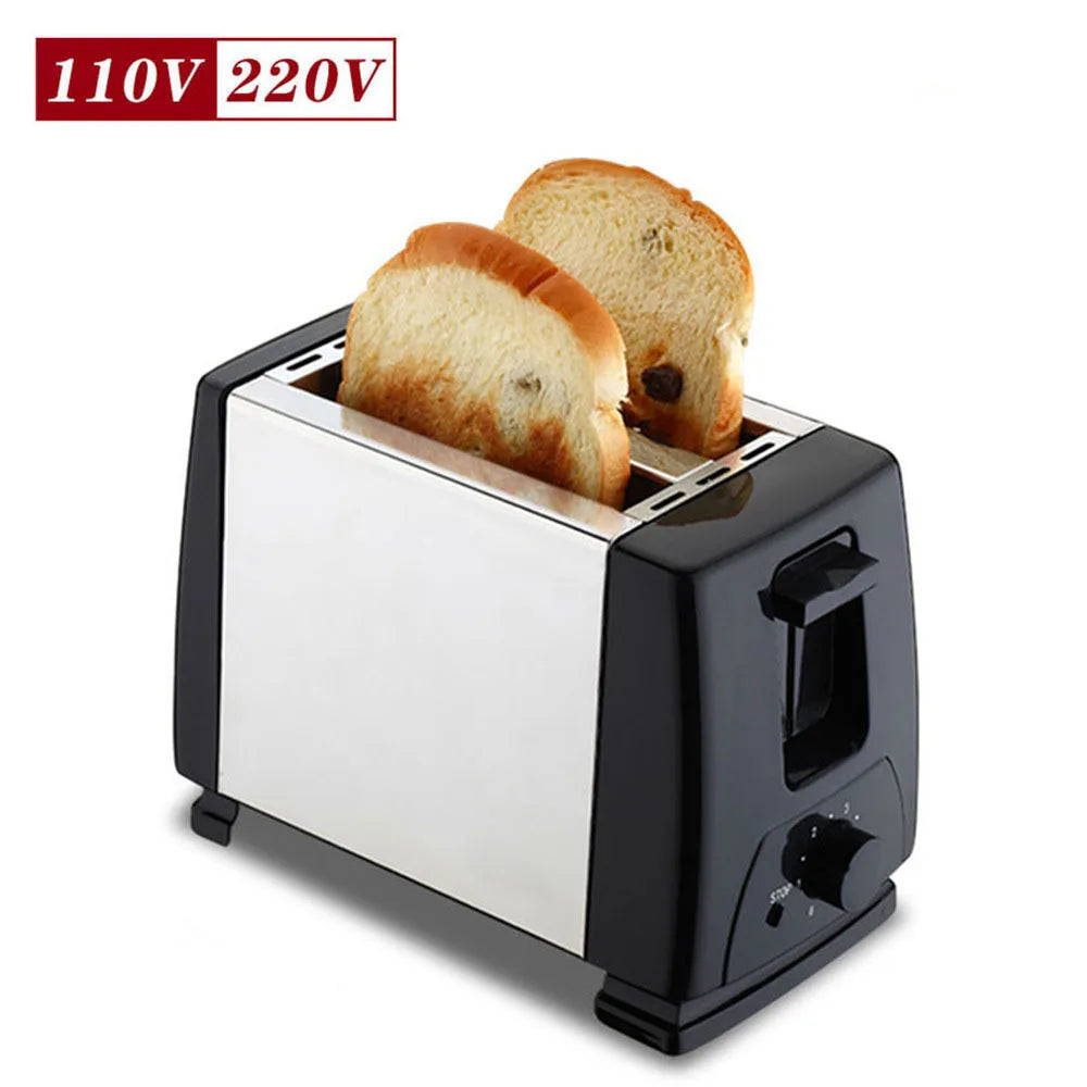 2 Slice Automatic Bread Toaster Fast Heating Breakfast Maker Machine Home Stainless Steel Toaster Oven Baking Cooking Tool