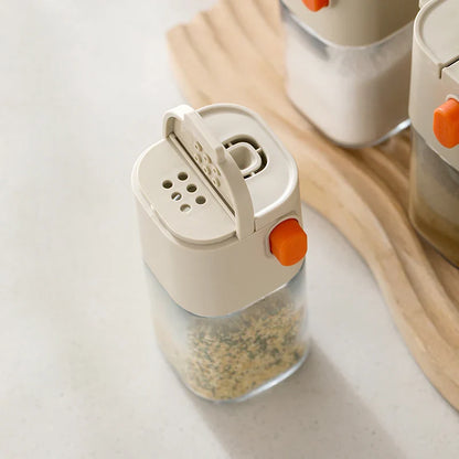 180ml Multi-Functional Quantitative Seasoning Pot, Press-Type Glass Seasoning Bottle, Kitchen Salt Jar, Spice & Pepper Shakers