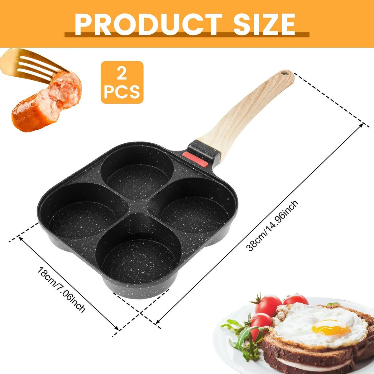 Egg Frying Pan Nonstick Pancake Pans 4-Cups Cookware Pancake Pan Egg Pan Suitable for Gas Stove Induction Cooker Breakfast Maker