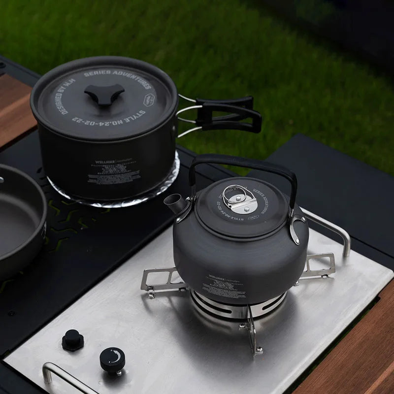 WELLHIKE Outdoor Camping Cooking Set Of Cookware Portable Camping Cookware Set Travel Utensils For 1-2 People Kettle Frying Pan