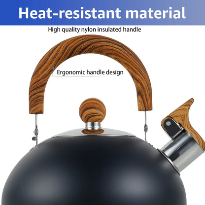 2/2.5/3L Stainless Steel Whistling Kettle Rustproof Stove Top Water Kettle with Anti-hot Handle Lightweight Stove Top Tea Pots