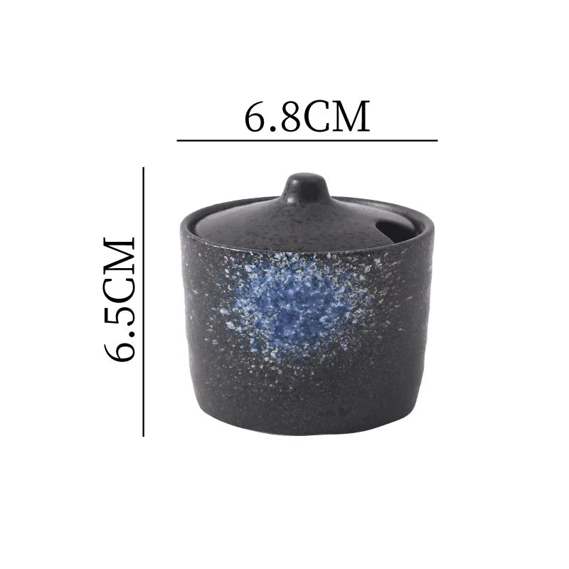 Vintage Ceramic Seasoning Jar Creative Salt Jar Sugar Jar Pepper Jars Spice Jars Seasoning Storage Container Home Seasoning Tool