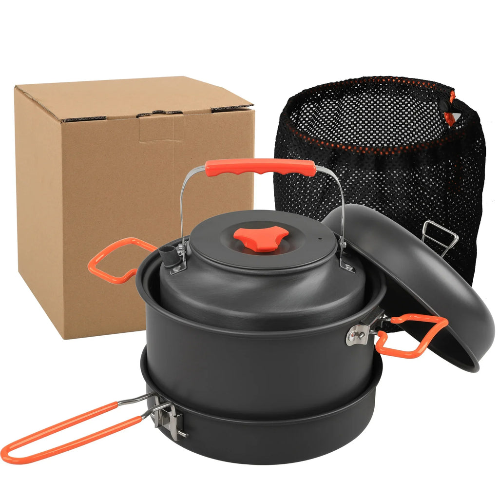 Outdoor Cookware Set Camping Cooking Pot Kettle Steamer Fry Pan Cooking Set