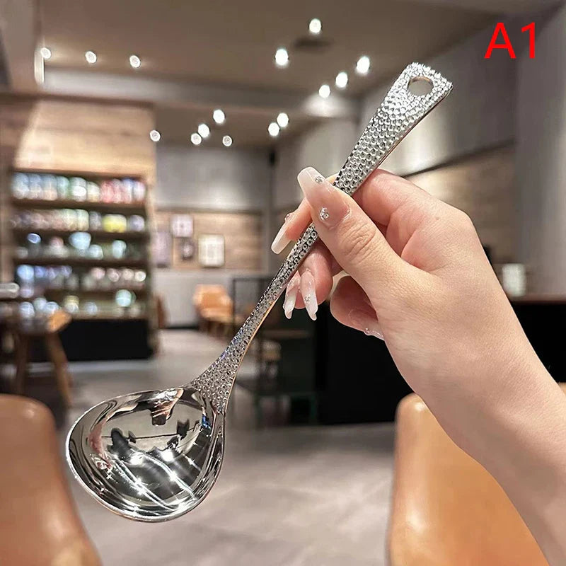 Stainless Steel Soup Ladle Creative Long Handle Soup Spoon Cutlery Hotel Hot Pot Spoon Home Kitchen Cooking Essential Tools