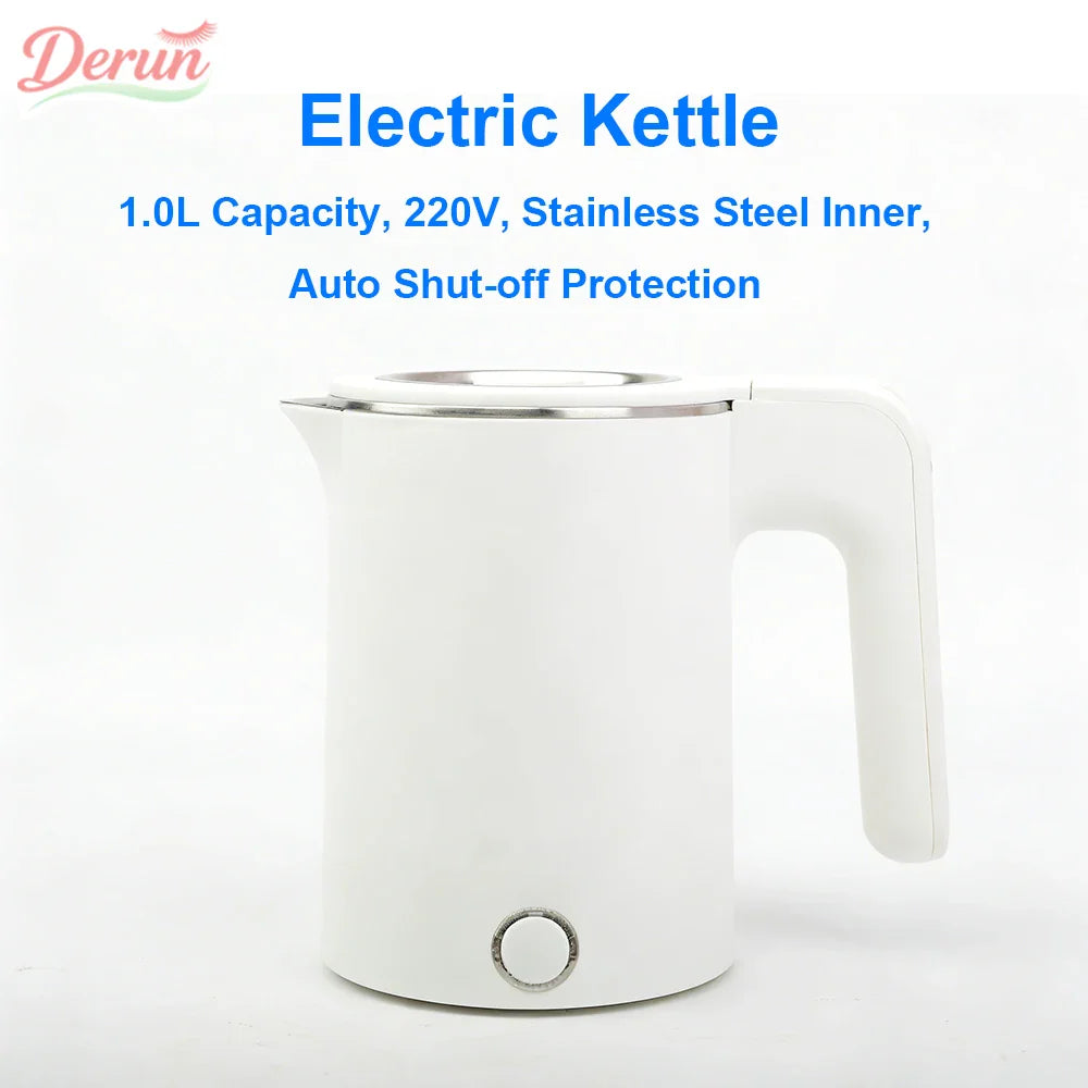 1.0L  Travel Electric Kettle Portable  Stainless Steel Automatic Power Water Boiler  For Trip Camping Abroad Smart Kettle Pot