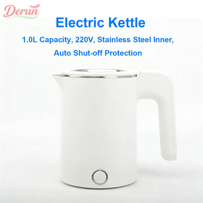 1.0L  Travel Electric Kettle Portable  Stainless Steel Automatic Power Water Boiler  For Trip Camping Abroad Smart Kettle Pot