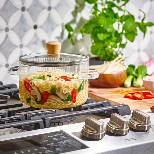1pc Cooking Pot 1.6L Heat-resistant Borosilicate Glass Kitchenware Multifunctional Large Capacity Stew Pot Kitchen Cooking Tools