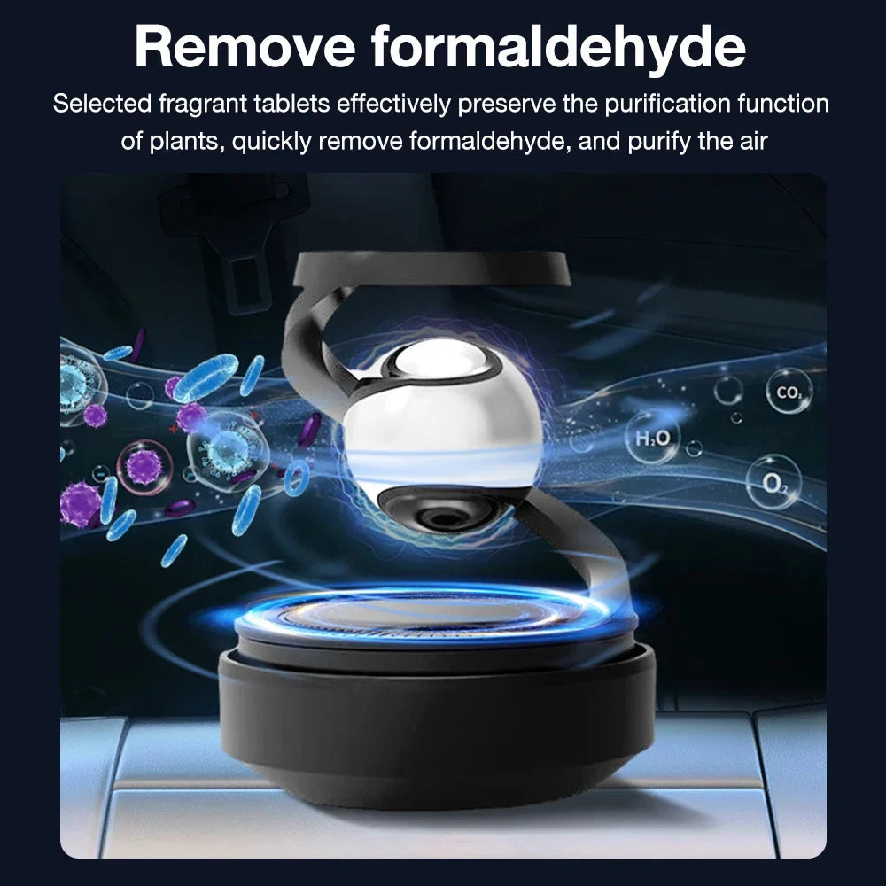 Solar Powered Levitating Car Air Freshener | Luxury Aromatherapy Diffuser | USA Imported