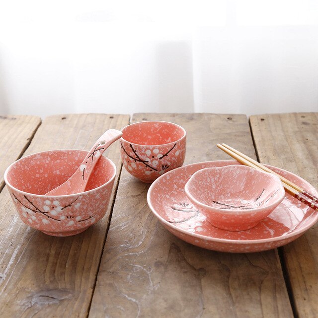 Japanese Style Ceramic Tableware Set Household Cutlery Creative Ceramic Dinnerware dining table dish set dinner set eco friendly
