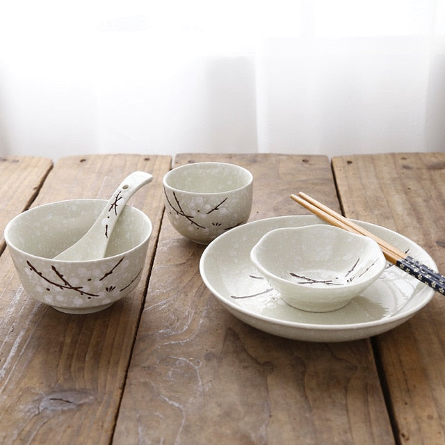 Japanese Style Ceramic Tableware Set Household Cutlery Creative Ceramic Dinnerware dining table dish set dinner set eco friendly