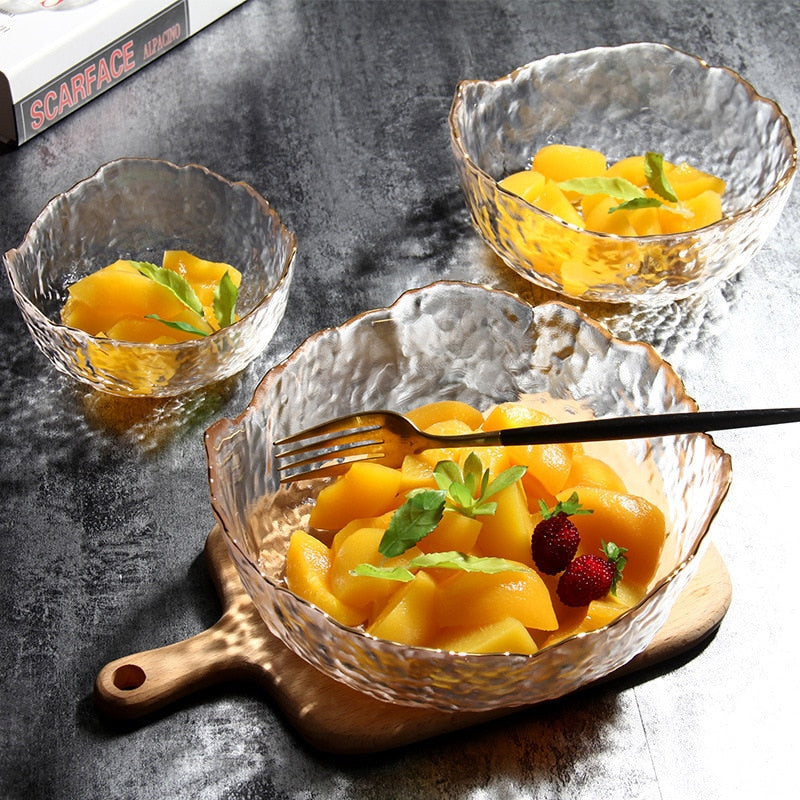 Group buy Phnom Penh salad bowl creative net red home living room transparent fruit plate set glass bowl dessert bowl ins