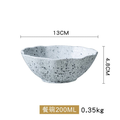 New Design Granite Pattern Ceramic Food Plate Dish Rice Salad Bowl Retro Porcelain Tray Household Tableware Dinner Plate Set
