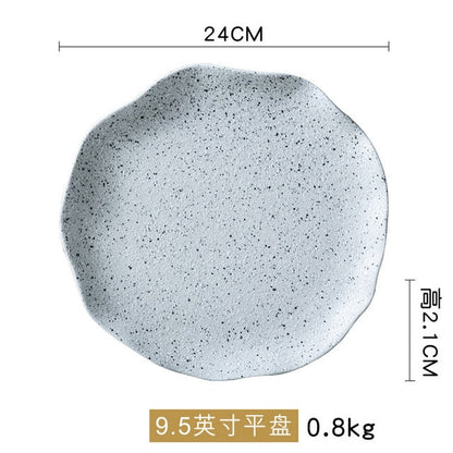 New Design Granite Pattern Ceramic Food Plate Dish Rice Salad Bowl Retro Porcelain Tray Household Tableware Dinner Plate Set