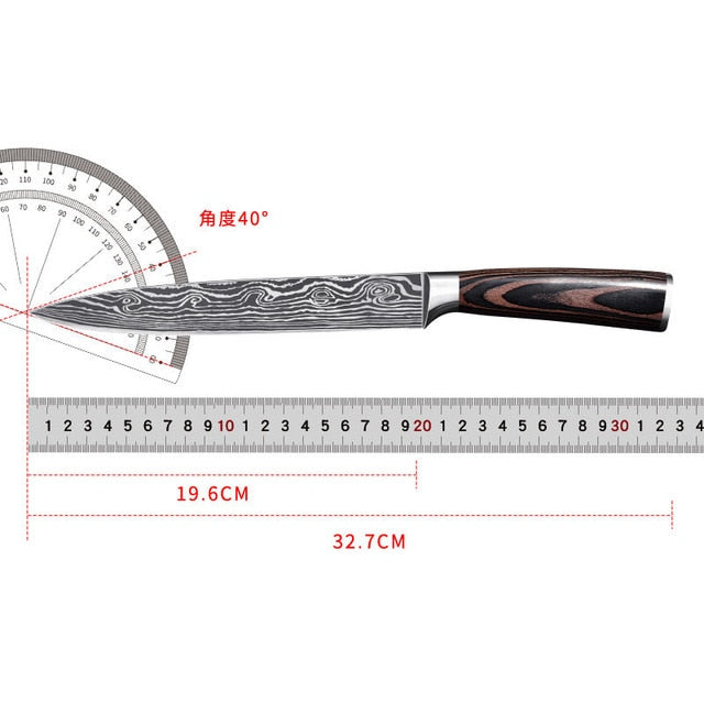 Japanese Damascus kitchen knives Laser Dapattern chef knife Sharp Santoku Cleaver Slicing Utility Knives tool EDC  3"inch  5"i