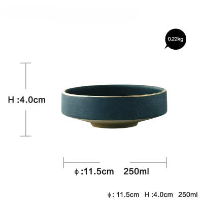Ceramic Gold Inlay Plates Steak Food Dish Nordic Style Retro Tableware Bowl Ins Dinner Plate Cup High End Dinnerware Set
