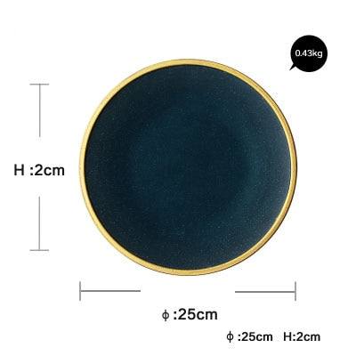 Ceramic Gold Inlay Plates Steak Food Dish Nordic Style Retro Tableware Bowl Ins Dinner Plate Cup High End Dinnerware Set