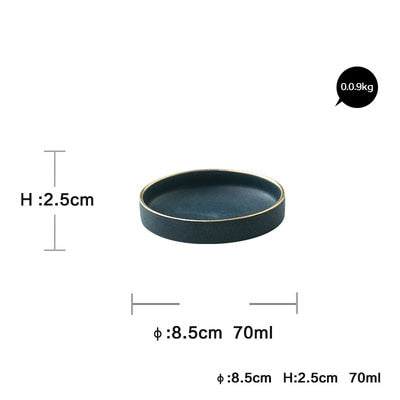 Ceramic Gold Inlay Plates Steak Food Dish Nordic Style Retro Tableware Bowl Ins Dinner Plate Cup High End Dinnerware Set