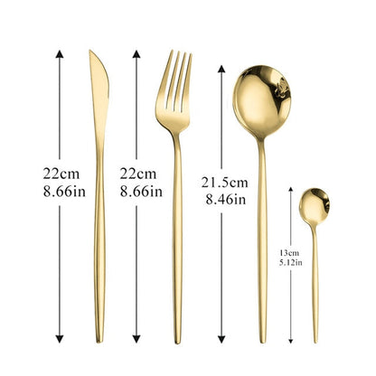 Dinnerware Gold Cutlery Set 304 Stainless Steel Luxury Flatware Home Silverware Fork Spoon Knife Kitchen Dinner Set Dropshipping