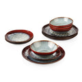 VANCASSO Starry Dinner Set Vintage Look Ceramic Red 12/24/36-Piece Stoneware Tableware Set with Dinner Plate,Dessert Plate,Bowl