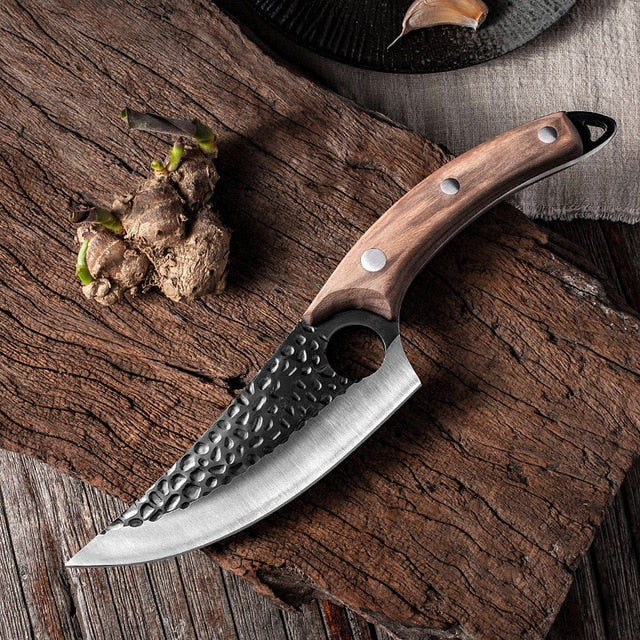 Chef Knife Forged Stainless Steel Butcher Knife Outdoor Hunting Kitchen Knife for Meat Fish Fruit Vegetable Boning Knife Cleaver