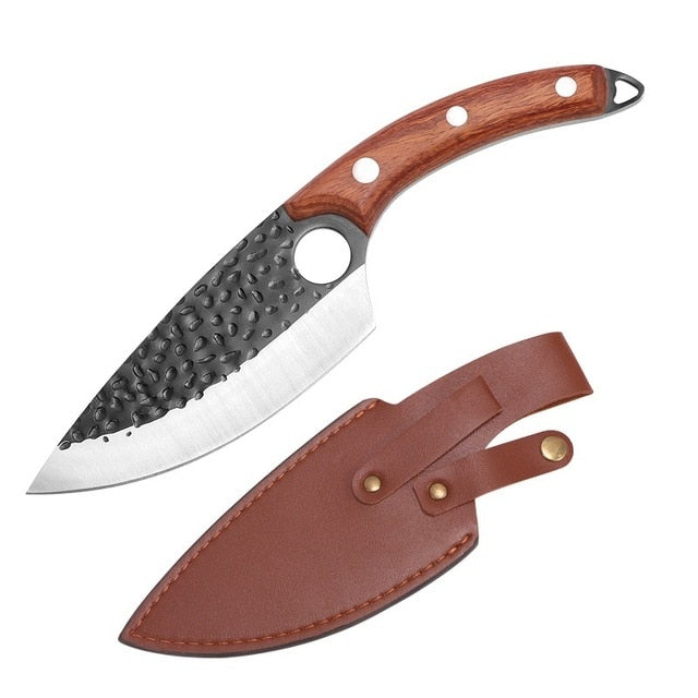 Chef Knife Forged Stainless Steel Butcher Knife Outdoor Hunting Kitchen Knife for Meat Fish Fruit Vegetable Boning Knife Cleaver