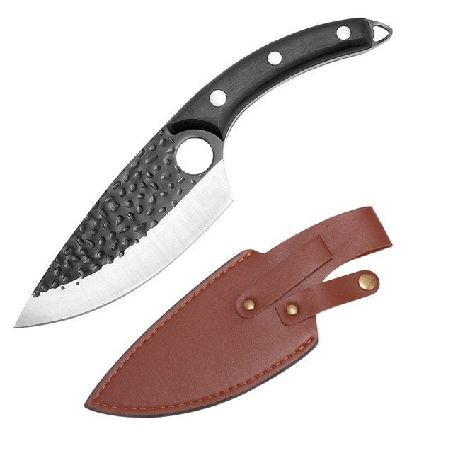 Chef Knife Forged Stainless Steel Butcher Knife Outdoor Hunting Kitchen Knife for Meat Fish Fruit Vegetable Boning Knife Cleaver