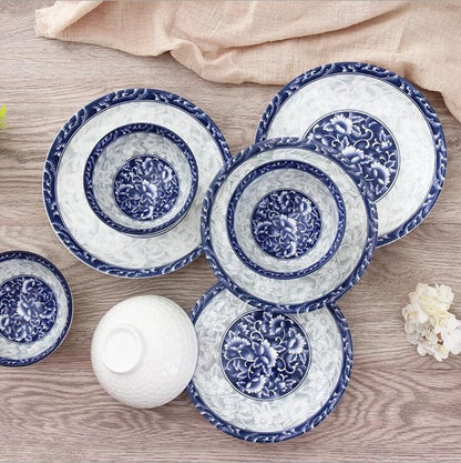 12pcs/ 8pcs/4pcs Japanese blue-and-white briefness style ceramic bowls plates dinnerware porcelain tableware set