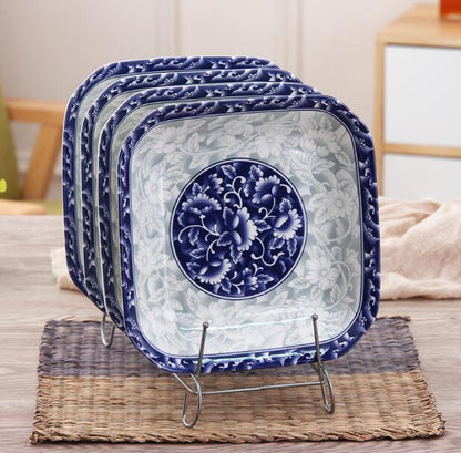 12pcs/ 8pcs/4pcs Japanese blue-and-white briefness style ceramic bowls plates dinnerware porcelain tableware set