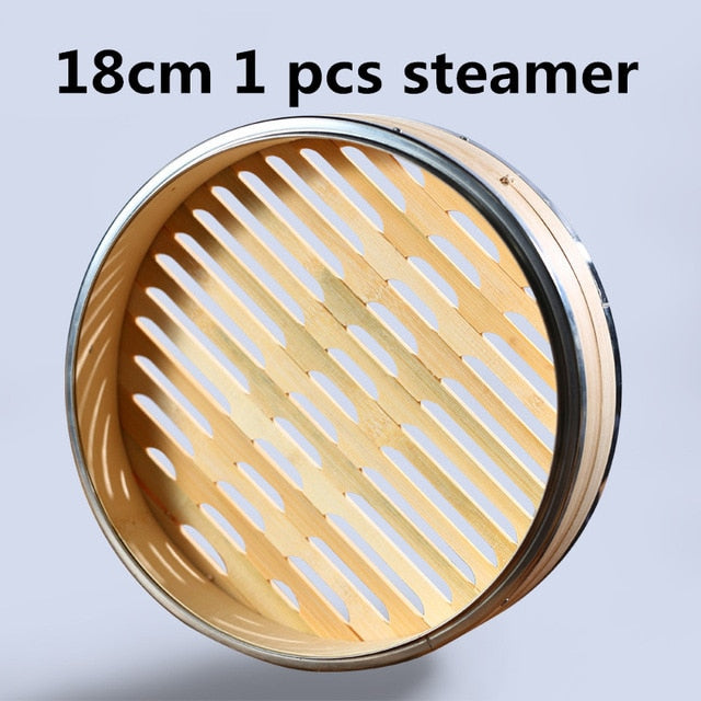 One two three Cage with Cover Cooking Bamboo Steamer Fish Rice Snack Basket Set Kitchen Cooking Tools dumpling steamer steam pot