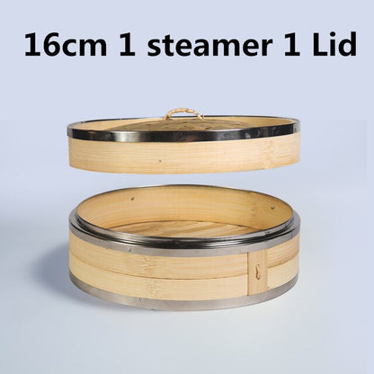 One two three Cage with Cover Cooking Bamboo Steamer Fish Rice Snack Basket Set Kitchen Cooking Tools dumpling steamer steam pot