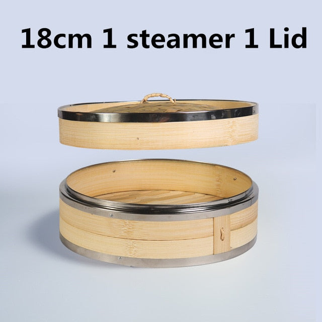 One two three Cage with Cover Cooking Bamboo Steamer Fish Rice Snack Basket Set Kitchen Cooking Tools dumpling steamer steam pot