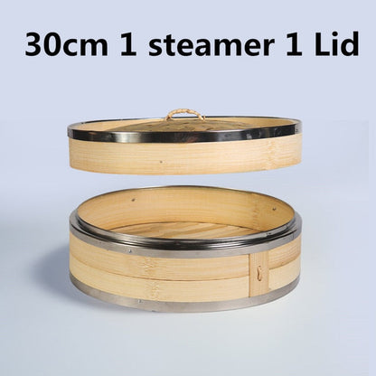 One two three Cage with Cover Cooking Bamboo Steamer Fish Rice Snack Basket Set Kitchen Cooking Tools dumpling steamer steam pot