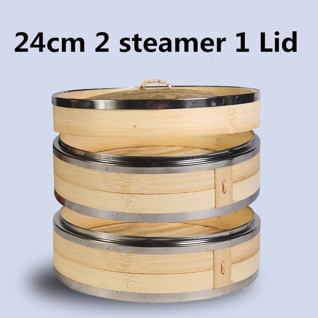 One two three Cage with Cover Cooking Bamboo Steamer Fish Rice Snack Basket Set Kitchen Cooking Tools dumpling steamer steam pot