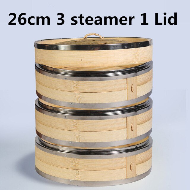 One two three Cage with Cover Cooking Bamboo Steamer Fish Rice Snack Basket Set Kitchen Cooking Tools dumpling steamer steam pot