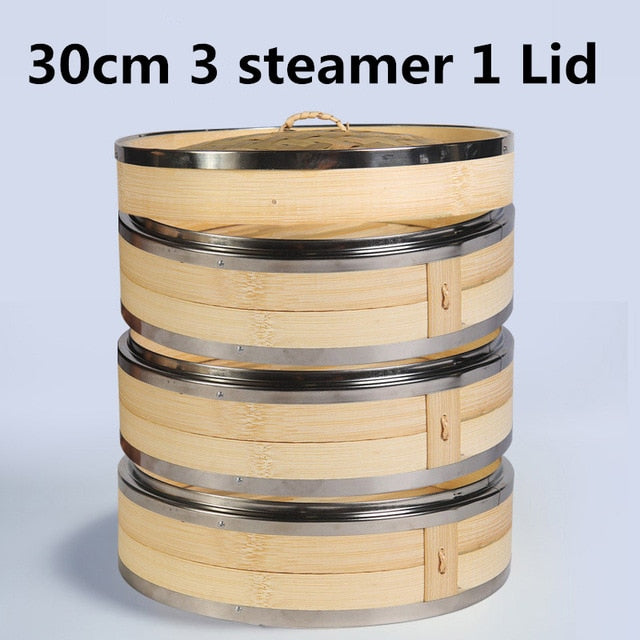 One two three Cage with Cover Cooking Bamboo Steamer Fish Rice Snack Basket Set Kitchen Cooking Tools dumpling steamer steam pot