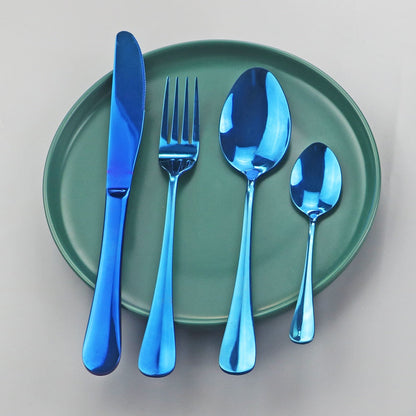 Westerm Blue Cutlery Set Dinnerware Forks Knives Spoons Tea Spoon Flatware Kitchen Dinner 18/10 Stainless Steel Tableware Set